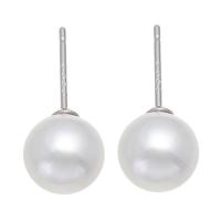 Freshwater Pearl Örhängen, med Mässing, för kvinna, vit, 8mm, Säljs av Par