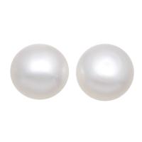 Sladkovodní Pearl Korálek, Flat Round, přírodní, half-vrtané, bílý, 10.5-11mm, Otvor:Cca 0.5mm, Prodáno By PC