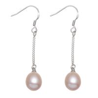 Pérolas de água doce brincos tipo gota, with cobre, naturais, para mulher, roxo, 7-9mm, vendido por par