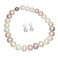 South Sea Shell Sieraden Sets, oorbel & halsketting, voor vrouw, multi-gekleurde, 16x19x14mm, 12x31mm, Lengte Ca 17 inch, Verkocht door Stel