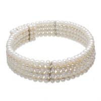 Sladkovodní Pearl Límec, Flat Round, přírodní, pro ženy, bílý, 5x6mm, Délka Cca 14 inch, Prodáno By PC