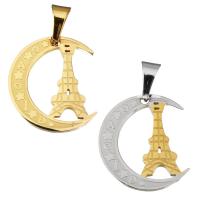 Cruach dhosmálta pendants Litir, Eiffel Túr, plátáilte, le patrún litir, dathanna níos mó le haghaidh rogha, 22x24x6mm, Poll:Thart 5x8mm, Díolta De réir PC