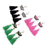 Fashion Fringe Boucles d'oreilles, corde en nylon, avec cristal, fer boucle d'oreille dormeuse, pour femme & facettes, plus de couleurs à choisir, 15-40mm, Vendu par paire