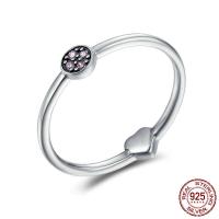 Tajlandia Sterling Silver Ring Finger, różnej wielkości do wyboru & dla kobiety & z sześcienną cyrkonią, 4x4mm, sprzedane przez PC