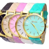 Reloj Geneva® para mujer, Cuero de PU, con Vidrio, chapado en color dorado, más colores para la opción, 36mm, longitud aproximado 9.4 Inch, Vendido por UD