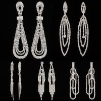 Zinc Alloy Tassel Earring, roestvrij staal oorbel bericht, plated, verschillende stijlen voor de keuze & voor vrouw & met strass, meer kleuren voor de keuze, lood en cadmium vrij, 10-42mm, Verkocht door pair