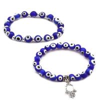 Evil Eye sieraden Armband, Lampwork, met Zinc Alloy, uniseks & boze oog patroon & verschillende stijlen voor de keuze, 8mm, Per verkocht Ca 7.5 inch Strand