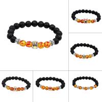 Lava Armband, met Amber & Zinc Alloy, uniseks & verschillende stijlen voor de keuze & glazuur, 8mm, Per verkocht Ca 7.5 inch Strand