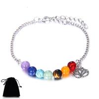 Gemstone Armbånd, Zinc Alloy, med Ædelsten, med 1.9inch extender kæde, forgyldt, twist oval kæde & for kvinde, nikkel, bly & cadmium fri, 8mm, Solgt Per Ca. 6.7 inch Strand