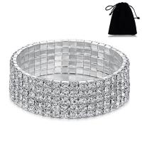 Rhinestone Bracelet Zinc Alloy platinum color plated & for woman & with rhinestone nickel lead & cadmium free Sold Per Approx 5.9-7.1 Inch Strand