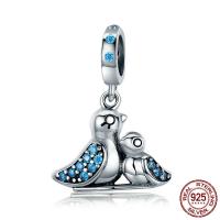 Thailand Sterling Silver European Pendant Bird without troll & with cubic zirconia Approx 4.5-5mm Sold By PC