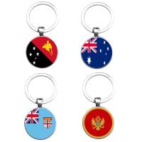 Zinc Alloy Key Chain, med jernring & Glas, Flad Rund, platin farve forgyldt, tid perle smykker & forskellige design til valg & mærkat, bly & cadmium fri, 27mm, Solgt af PC