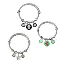 Bracelet en acier inoxydable, avec résine, styles différents pour le choix & pour femme & émail & avec strass, couleur originale, Vendu par PC