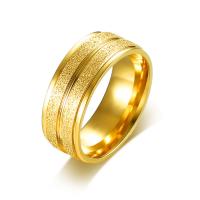 Vinger Ring in edelstaal, Roestvrij staal, gold plated, verschillende grootte voor keus & voor de mens & frosted, 2mm, 8mm, Verkocht door PC