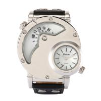 Oulm® Heren Sieraden Horloge, PU, met zinklegering wijzerplaat & Glas, platinum plated, verstelbaar & voor de mens, meer kleuren voor de keuze, nikkel, lood en cadmium vrij, 49x49x13mm, 20mm, Lengte Ca 10 inch, Verkocht door PC