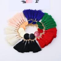 Fashion Fringe Oorbellen, Nylon Koord, roestvrij staal oorbel bericht, voor vrouw & glazuur, meer kleuren voor de keuze, 70x28mm, Verkocht door pair