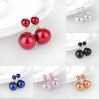 ABS plast pearl Double Faced Stud náušnice, nerez náušnice příspěvek, Kolo, pro ženy, více barev na výběr, 25x15mm, Prodáno By Pair