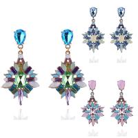 Strass Earring, Zinc Alloy, met Glas, roestvrij staal oorbel bericht, plated, voor vrouw & gefacetteerde & met strass, meer kleuren voor de keuze, lood en cadmium vrij, 35x70mm, Verkocht door pair