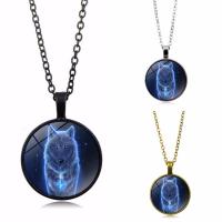 Tijd Gem sieraden ketting, Zinc Alloy, met ijzeren ketting & Glas, met 5cm extender keten, Rond plat, plated, uniseks & ovale keten & sticker, meer kleuren voor de keuze, nikkel en cadmium vrij, 25mm, Per verkocht Ca 17.5 inch Strand