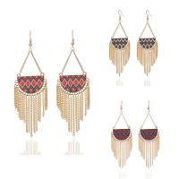 Fashion Fringe Boucles d'oreilles, alliage de zinc, fer boucle d'oreille crochet, Placage de couleur d'or, pour femme & émail, plus de couleurs à choisir, sans plomb et cadmium, 27x90mm, Vendu par paire