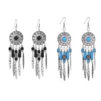 Fashion Fringe Oorbellen, Zinc Alloy, met Glas rocailles, ijzer oorbel haak, antiek zilver plated, voor vrouw & met hars strass, meer kleuren voor de keuze, lood en cadmium vrij, 15x70mm, Verkocht door pair