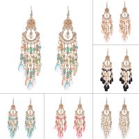 Fashion Fringe Oorbellen, Zinc Alloy, met Glas rocailles, ijzer oorbel haak, gold plated, voor vrouw, meer kleuren voor de keuze, lood en cadmium vrij, 120mm, Verkocht door pair