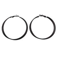 Zinc Alloy Oorbellen, roestvrij staal oorbel bericht, Donut, geschilderd, voor vrouw, zwart, lood en cadmium vrij, 55x55x4mm, Verkocht door pair