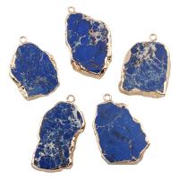 Lapis lazuli Privjesci, Lazulit, s Cink Alloy, 29x43x5mm-34x52x5, Rupa:Približno 2.5mm, 5računala/Torba, Prodano By Torba