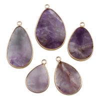 Amethyst Anhänger, mit Zinklegierung, 18x26x4mm-24x38x5mm, Bohrung:ca. 2mm, 5PCs/Tasche, verkauft von Tasche