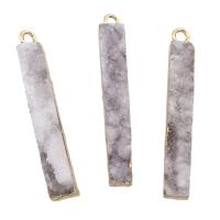 Přírodní achát Druzy přívěsek, Ice Quartz Achát, s Zinek, Obdélník, druzy styl, 5x36x7mm-5x38x8mm, Otvor:Cca 2mm, 5PC/Bag, Prodáno By Bag