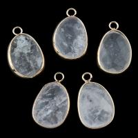 Naturlig Quartz Vedhæng, Clear Quartz, med Zinc Alloy, 15x23x6mm, Hole:Ca. 2mm, 5pc'er/Bag, Solgt af Bag