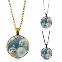 Tijd Gem sieraden ketting, Zinc Alloy, met ijzeren ketting & Glas, met 5cm extender keten, Rond plat, plated, uniseks & ovale keten & sticker, meer kleuren voor de keuze, lood en cadmium vrij, 25mm, Per verkocht Ca 17.5 inch Strand