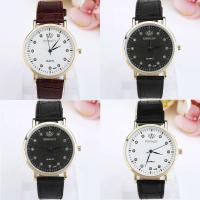 Geneva Unisex Watch, PU, -val Üveg & Cink ötvözet, arany színű aranyozott, egynemű & strasszos, több színt a választás, 40mm, Hossz Kb 9.4 inch, Által értékesített PC