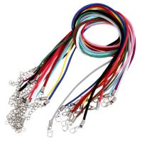 Velveteen Cord Κολιέ Cord, σίδερο αστακό, με 1.5Inch επεκτατικού αλυσίδας, χρώμα επάργυρα, για άνδρες και γυναίκες, περισσότερα χρώματα για την επιλογή, 2mm, Μήκος Περίπου 19 inch, 10Σκέλη/Παρτίδα, Sold Με Παρτίδα