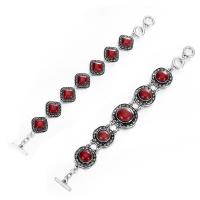 Pulsera de Turquesa, aleación de zinc, con Turquesa sintético, chapado en color de plata antigua, diferentes estilos para la opción & para mujer, Rojo, libre de plomo & cadmio, 20mm, 25mm, Vendido para aproximado 8.5 Inch Sarta