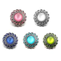 Bouton de morceau, alliage de zinc, avec résine, fleur, Plaqué de couleur d'argent, avec strass, plus de couleurs à choisir, sans plomb et cadmium, 18mm, 10PC/sac, Vendu par sac