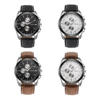 Reloj de Pulsera para Hombre, Cuero de PU, con Vidrio & aleación de zinc, iónico negro, glaseado, más colores para la opción, 42mm, longitud aproximado 9.6 Inch, Vendido por UD