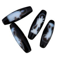 Naturlige tibetanske Agate Dzi Beads, Tibetansk agat, Oval, to tone & dobbeltsidet, 38x12x2.50mm, Hole:Ca. 2mm, Solgt af PC