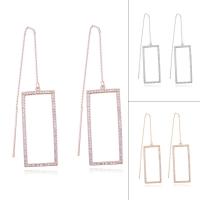 Cubic Zirconia Micro Pave Brass Earring Rectangle plated micro pave cubic zirconia & for woman nickel lead & cadmium free Sold By Pair