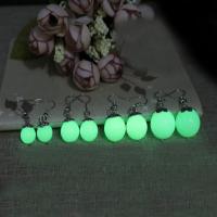 Fluorescerend poeder Stone Drop Earring, met Zinc Alloy, ijzer oorbel haak, Ronde, verschillende grootte voor keus & luminated, meer kleuren voor de keuze, Verkocht door pair