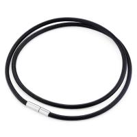 cuir de peau de vache corde de collier, acier inoxydable Fermoir baïonnette, longueur différente pour le choix & normes différentes pour le choix, noire, 10/lot, Vendu par lot