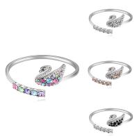 Bracelete de strass, cobre, Cisne, platinado, para mulher & com strass da Austrália, Mais cores pare escolha, níquel, chumbo e cádmio livre, 27mm, Diametro interno:Aprox 55mm, comprimento Aprox 6 inchaltura, vendido por PC