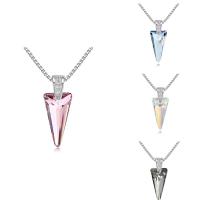 CRYSTALLIZED™ Element Kristal halskettingen, Messing, met CRYSTALLIZED™, met 5cm extender keten, Driehoek, geplatineerd, box ketting & voor vrouw & gefacetteerde, meer kleuren voor de keuze, nikkel, lood en cadmium vrij, 10x24mm, Per verkocht Ca 15.5 inch Strand