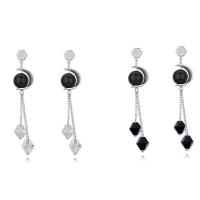 Oreille en cristal CRYSTALLIZED™ Element, laiton, avec CRYSTALLIZED™, Plaqué de platine, pour femme & facettes, plus de couleurs à choisir, protéger l'environnement, sans nickel, plomb et cadmium, 11x63mm, Vendu par paire