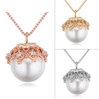 South Sea Shell Ketting, Messing, met South Sea Shell, met 5cm extender keten, Ronde, plated, box ketting & micro pave zirconia & voor vrouw, meer kleuren voor de keuze, nikkel, lood en cadmium vrij, 17x20mm, Per verkocht Ca 15.5 inch Strand