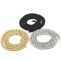 Zinklegering halskettingen, Zinc Alloy, plated, verschillende lengte voor keuze & uniseks & met strass, meer kleuren voor de keuze, nikkel, lood en cadmium vrij, 4mm, Verkocht door Strand