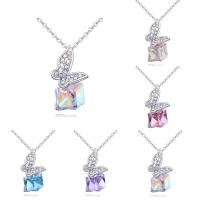 Collier en cristal de CRYSTALLIZED™ Element, laiton, avec CRYSTALLIZED™, avec 5cm chaînes de rallonge, papillon, Plaqué de platine, chaîne ovale & pour femme & facettes, plus de couleurs à choisir, protéger l'environnement, sans nickel, plomb et cadmium, 10x18mm, Vendu par Environ 15.5 pouce brin