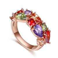 Bague d'élément de CRYSTALLIZED™, laiton, avec CRYSTALLIZED™, Plaqué d'or rose, pour femme & avec zircone cubique, multicolore, protéger l'environnement, sans nickel, plomb et cadmium, 9mm, Taille:6-9, Vendu par PC