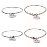 Edelstahl Schmuck Armband, Herz, platiniert, Armband  Bettelarmband & unisex & Rolo Kette & verschiedene Muster für Wahl & mit Brief Muster & Emaille, 18x1.5mm, verkauft per ca. 7.8 ZollInch Strang