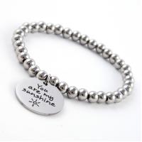 Bracciale gioielli in acciaio inossidabile, acciaio inox, placcato platino, braccialetto di fascino & unisex & Ball chain & con modello lettera & smalto, 25x1.5mm, Venduto per Appross. 7.8 pollice filo